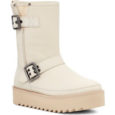 UGG Classic Rebel Biker Short Boot, White