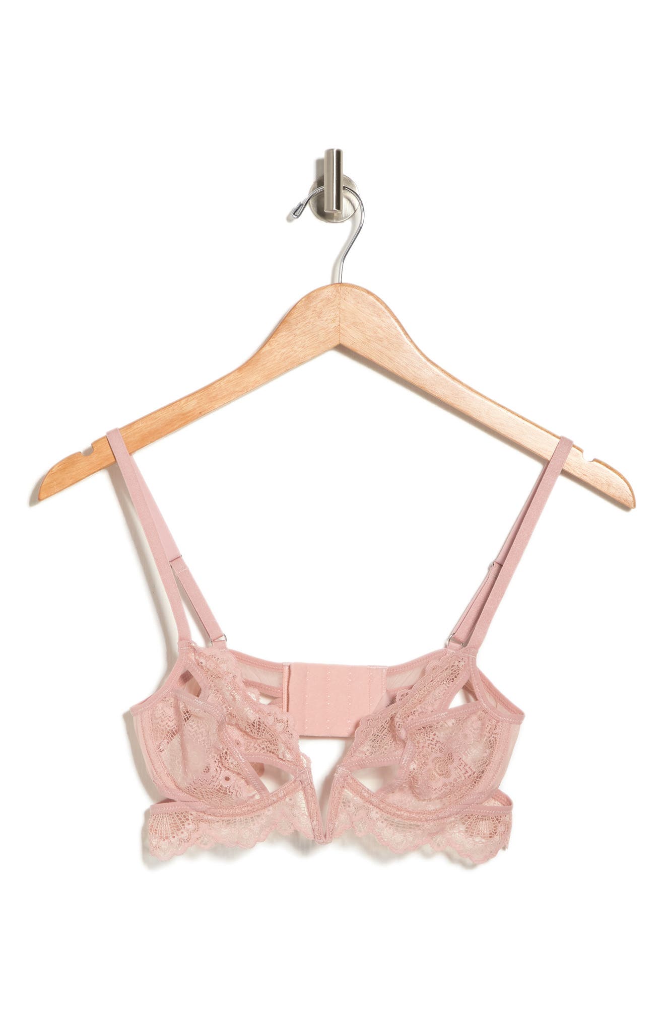 Thistle & Spire Kane Cutout V Wire Bra - Scallop Trim, Sheer, Underwire (Chameleon Color, 32B) - View #12