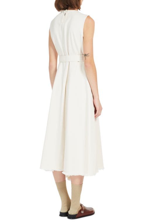 Shop Weekend Max Mara Durata Belted Asymmetric Cotton Dress In Ecru