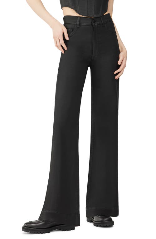 DL1961 Hepburn Coated High Waist Wide Leg Jeans in Black Coated
