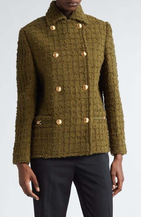 Heritage Texture Tweed Wool Blend Peacoat