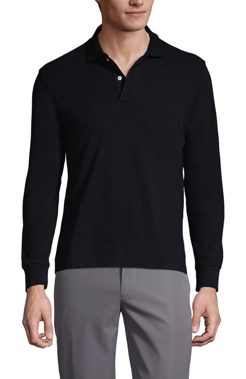 Shop Lands' End School Uniform Young  Long Sleeve Mesh Polo Shirt In Black