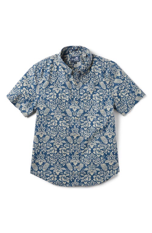 Shop Reyn Spooner Oahu Harvest Tailored Fit Print Short Sleeve Button-down Shirt In Navy