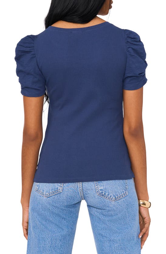 Shop 1.state Puff Sleeve Rib T-shirt In Tidal Navy
