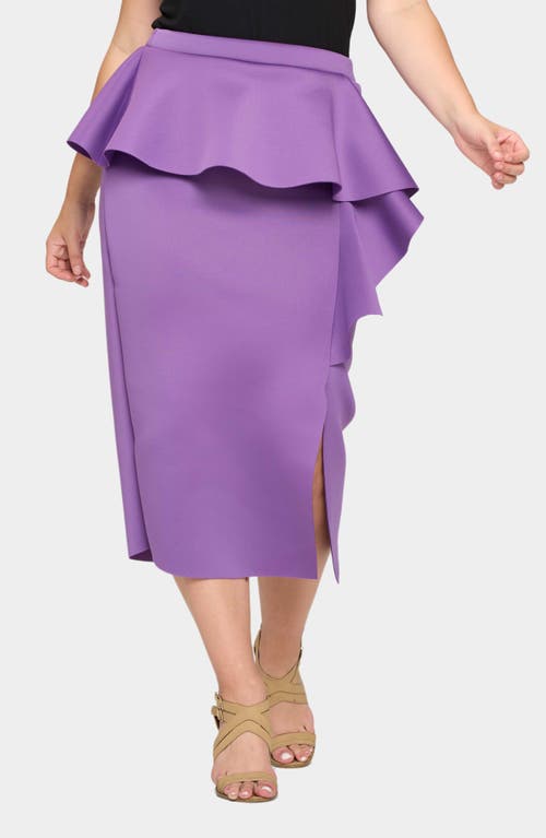 Shop L I V D Ruffle Peplum Midi Skirt In Orchid