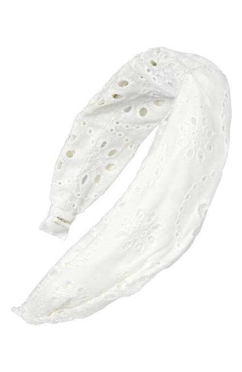 Eyelet Knot Headband in White