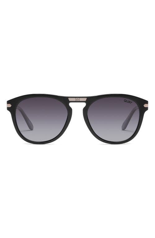 Slicked Back 46mm Polarized Aviator Sunglasses in Black/Smoke Polarized