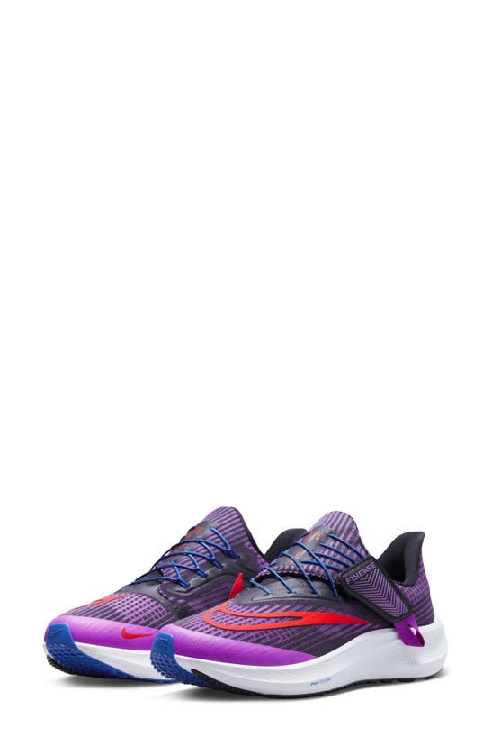 Nike Women's Pegasus Flyease Easy On/off Road Running Shoes In Fuchsia/ Black/ White