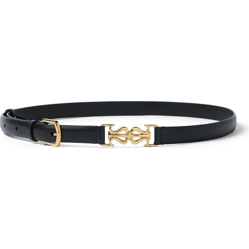 Lilysilk Ls Clasp Leather Skinny Belt In Black