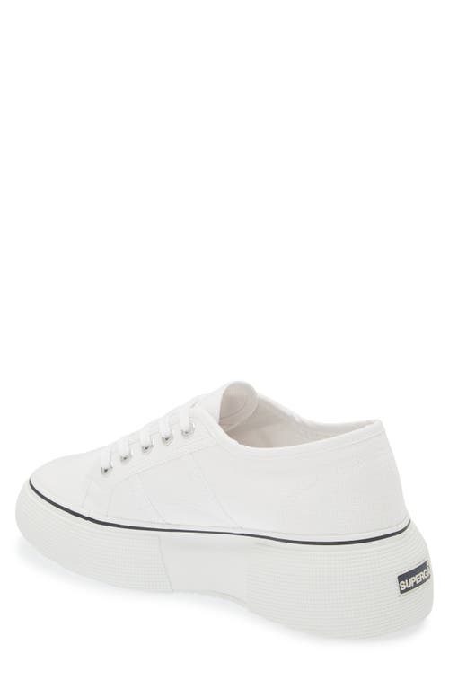 Shop Superga 2287 Bubble Line Platform Wedge Sneaker In White-black