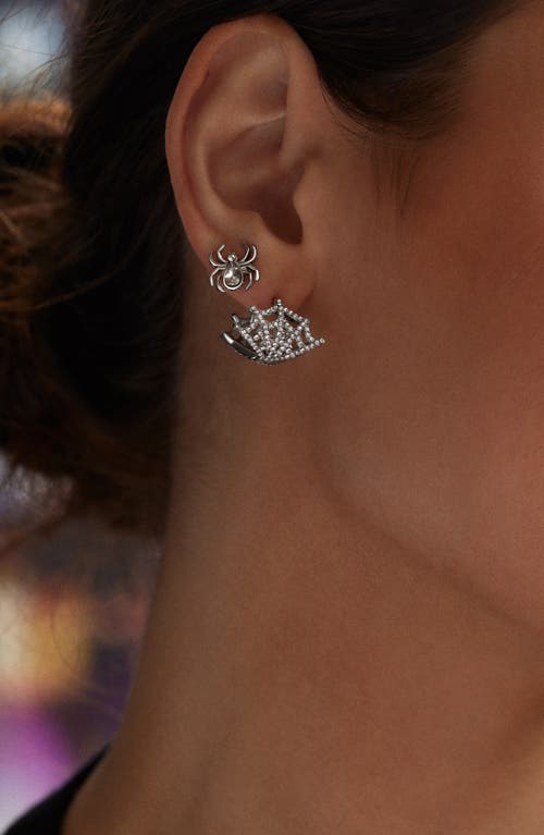 Shop Baublebar Spider & Web Mismatched Stud Earrings In Silver