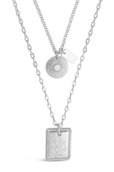 Engraved Disc & Tag Layered Necklace