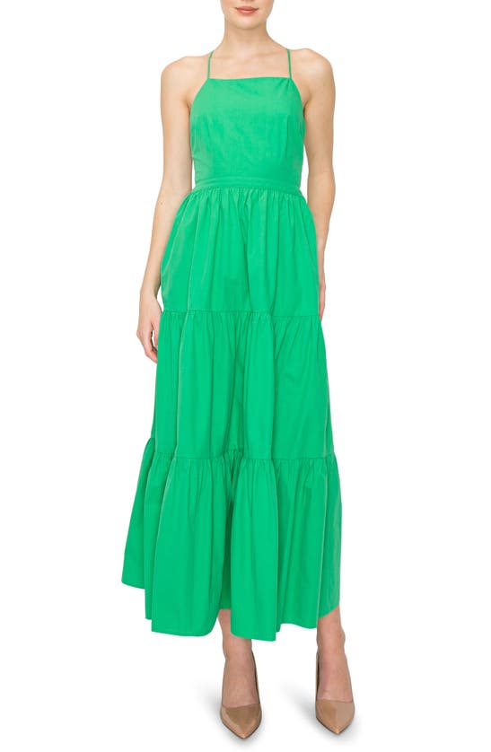 Melloday Tiered Fit & Flare Maxi Dress In Green