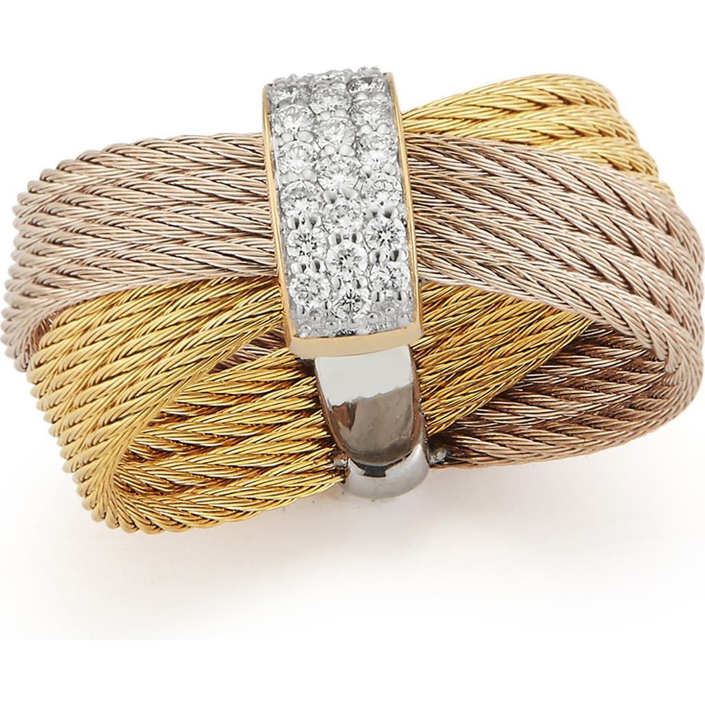 Shop Alor ® Diamond Rope Ring In Rose Yellow