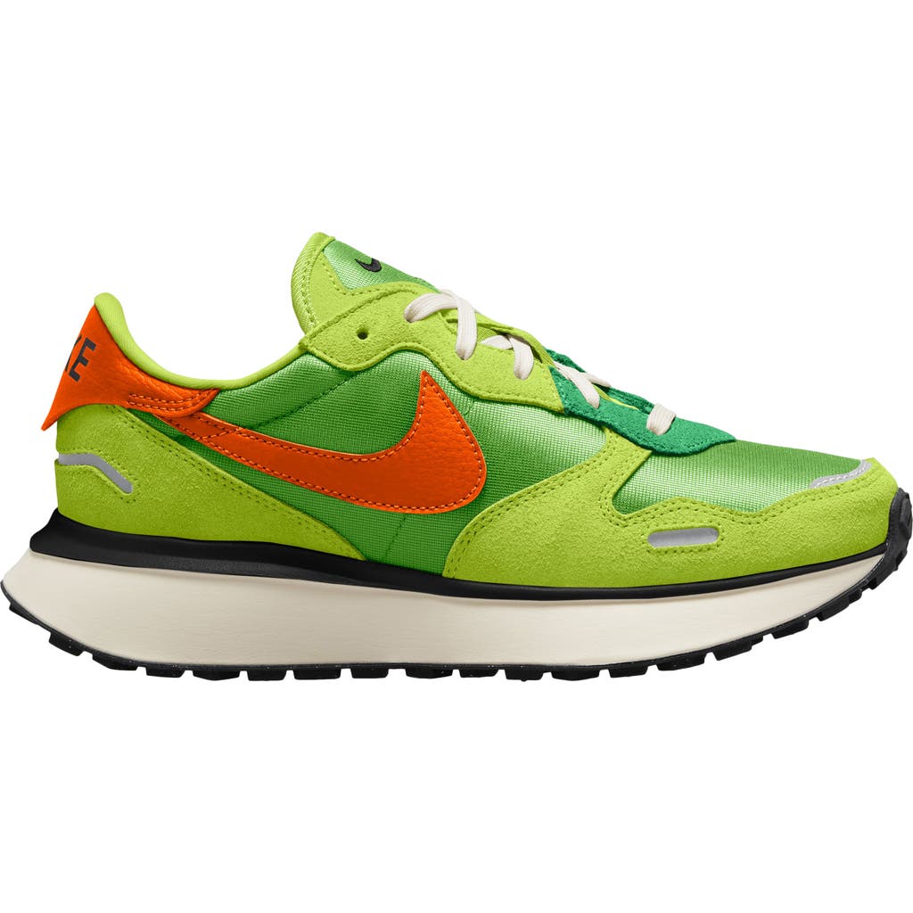 Nike Phoenix Waffle Suede And Leather-trimmed Canvas Sneakers In Lime Green