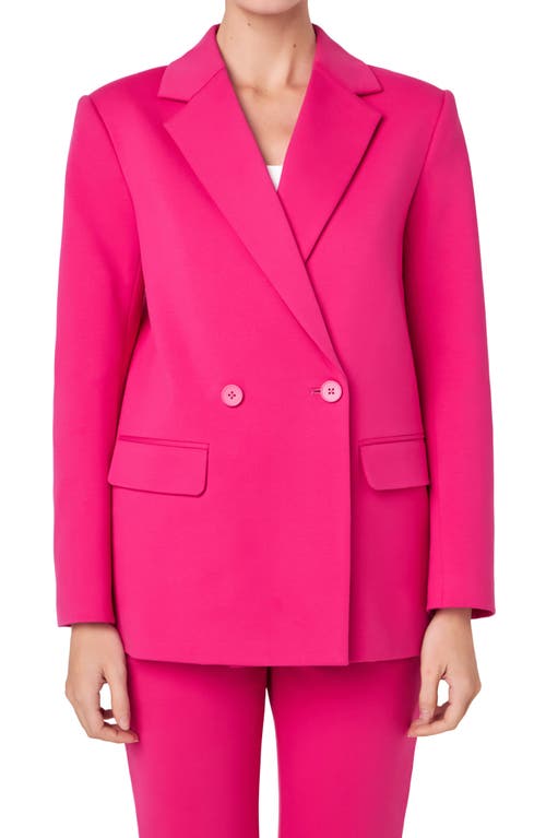 Shop English Factory Double Breasted Cotton Blend Blazer In Fuchsia