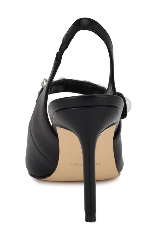 Nine West Rendez Slingback Pointed Cap Toe Mary Jane Pump In Black
