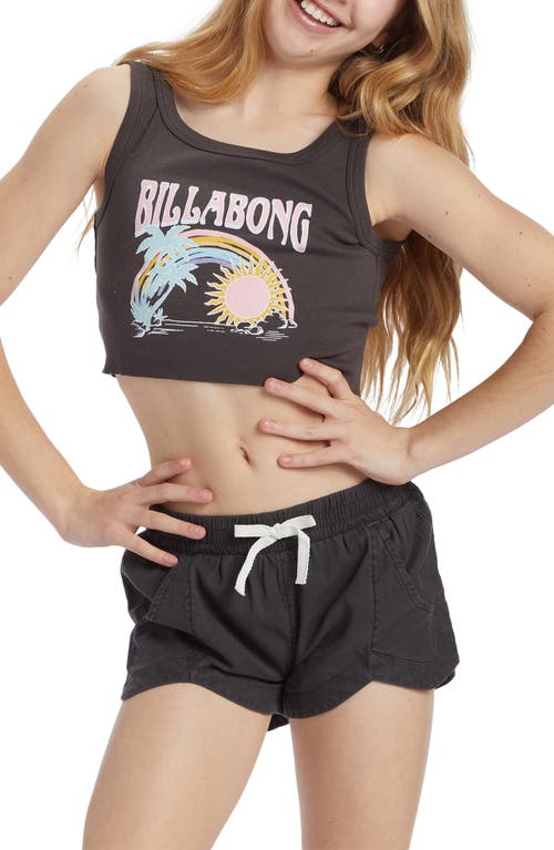 Billabong Kids' Blissed Out Crop Cotton Graphic Tank in Off Black at Nordstrom, Size Xl