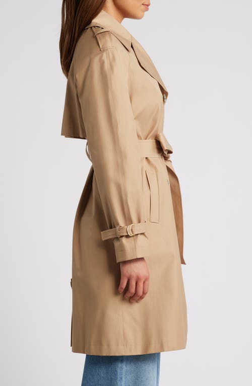 Shop Via Spiga Water Resistant Cotton Blend Trench Coat In Camel