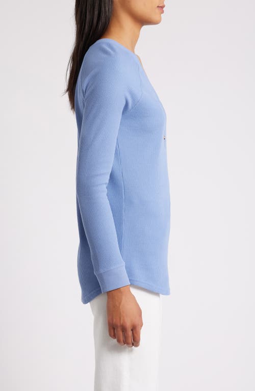 Shop Caslonr Caslon(r) Waffle Knit Cotton Blend Henley Top In Blue Colony