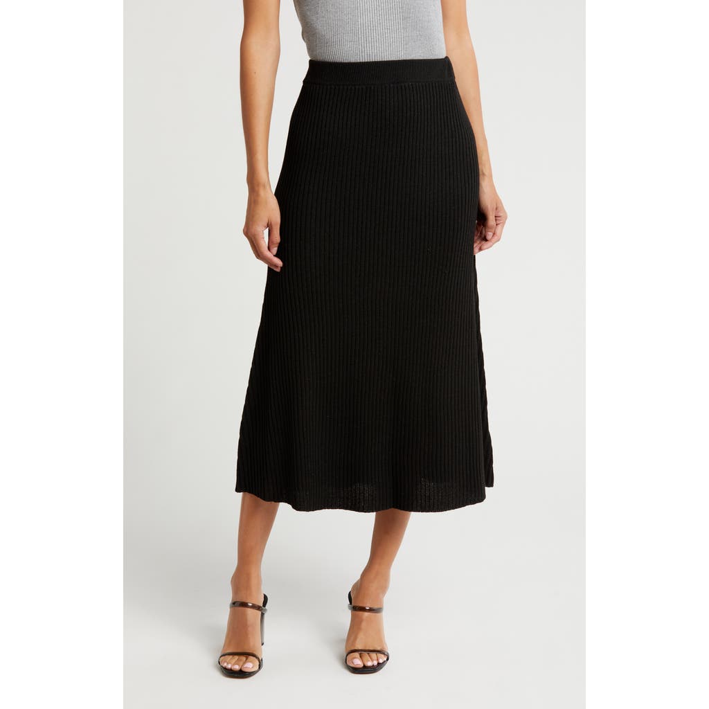 Gemma + Jane Ribbed A-line Sweater Skirt In Black