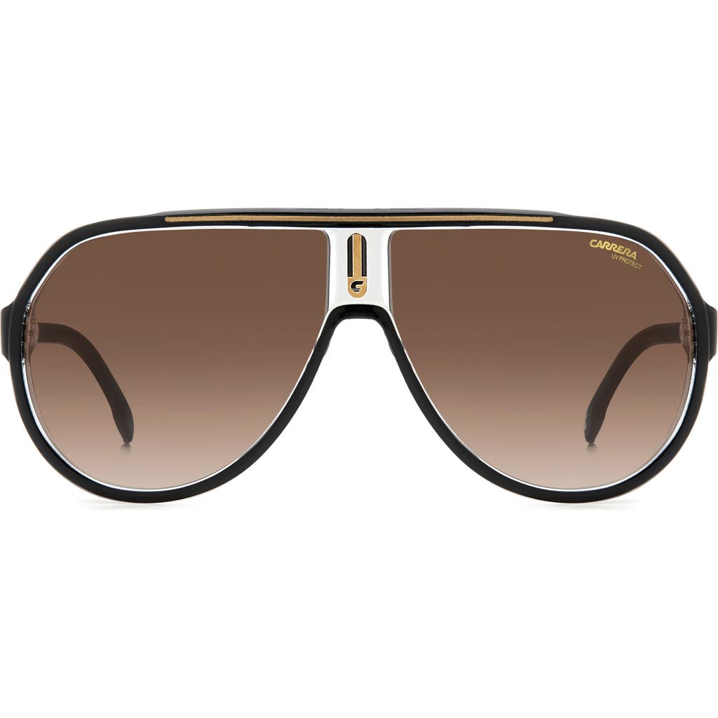 Carrera Eyewear 64mm Oversize Gradient Aviator Sunglasses In Black Gold/brown