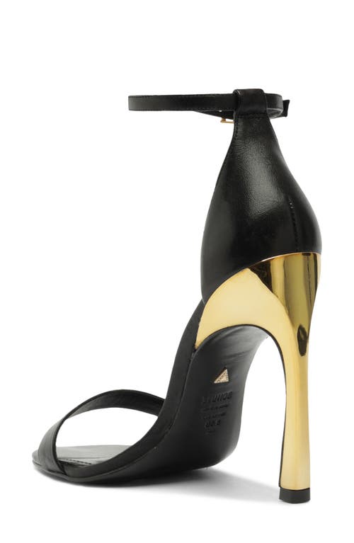 Shop Schutz Cadey-lee Curve Ankle Strap Sandal In Black/gold