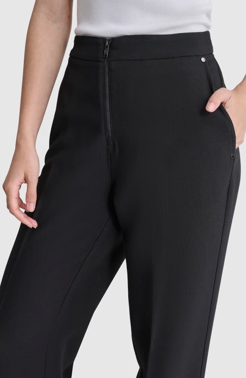 Shop Dkny Double Weave Wide Leg Pants In Black