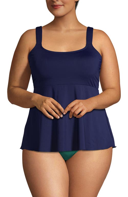 Shop Lands' End Plus Size Flutter Scoop Neck Tankini Top In Deep Sea Navy