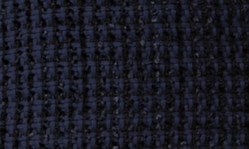 Akris Punto Chunky Tweed Sheath Dress With Fringed Hem In Navy