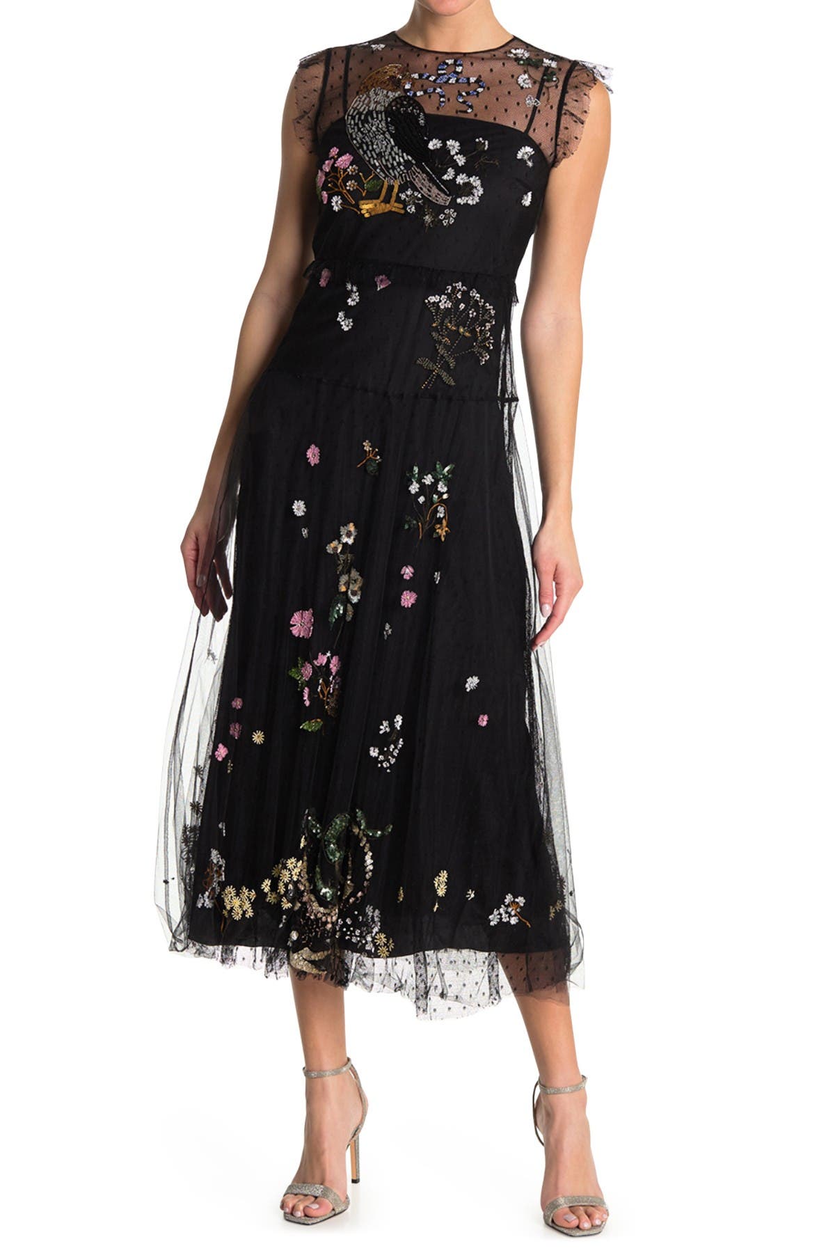 Red Valentino Enchanted Reptiles And Birds Hand Embroidered Dress