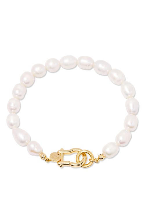 Olive Imitation Baroque Pearl Bracelet in Gold/pearl