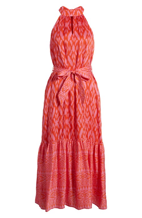 Shop Cleobella Janice Satin Halter Maxi Dress In Jaipur Ikat Print