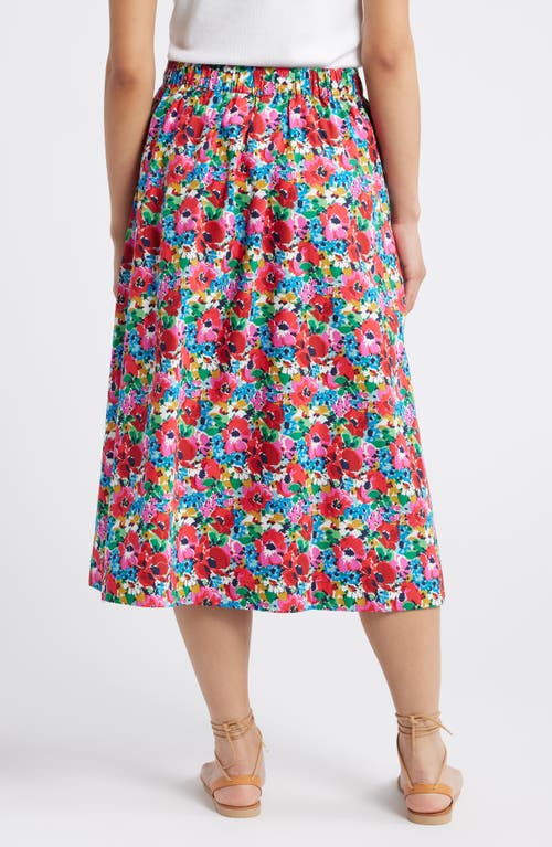 Shop Boden Hattie Floral Poplin Midi Skirt In Wild Poppy