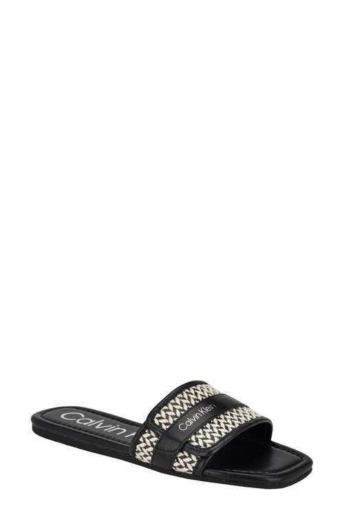 Shop Calvin Klein Bonisa Flat Slide Sandal In Light Natural/black