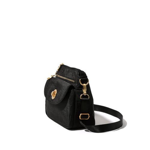 Shop Baggallini Calais Crossbody Bag In Black With Gold Hardware