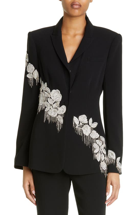 Cinq À Sept Cinq A Sept Candace Floral Embellished Blazer In Black ...