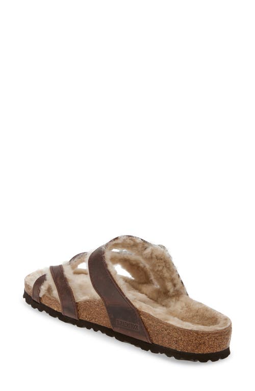 Shop Birkenstock Arizona Slide Sandal With Genuine Shearling In Taupe