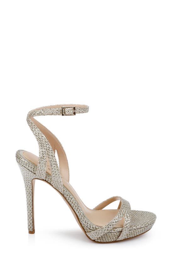 Jewel Badgley Mischka Arianna Ankle Strap Sandal In Light Gold