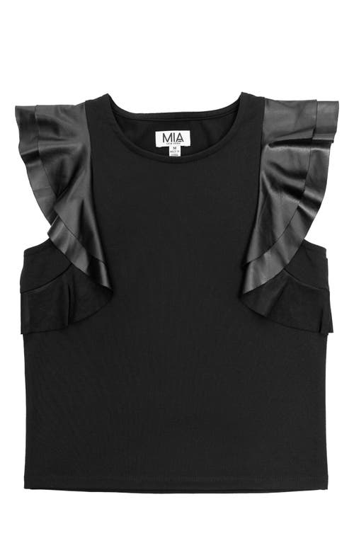 Shop Mia New York Kids' Flutter Sleeve Top In Black