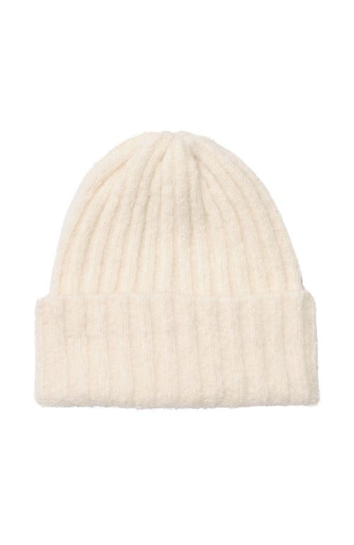 Hyer Goods Upcycled Alpaca Wool Chunky Rib Beanie In Off-white