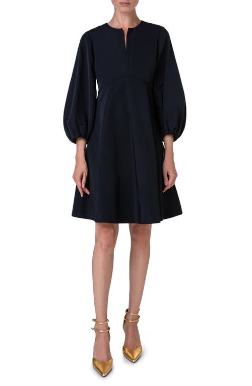 Akris punto Balloon Sleeve Crepe A-Line Dress in Black at Nordstrom, Size 8