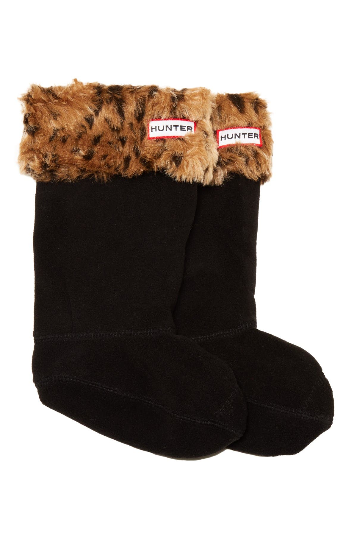 Leopard Faux Fur Cuff Welly Socks 