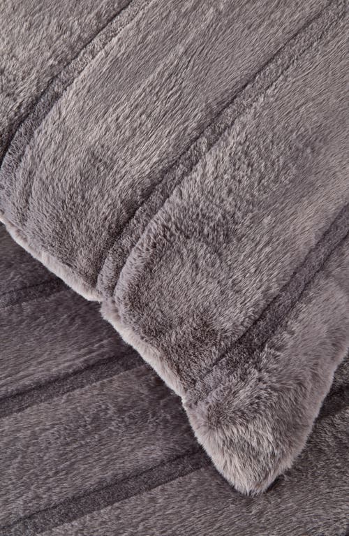 Shop Nordstrom Jacquard Stripe Faux Fur Accent Pillow In Grey Pearl