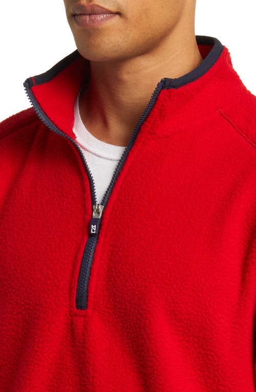 Cutter & Buck Cascade Fleece Pullover In Red/navy Blue