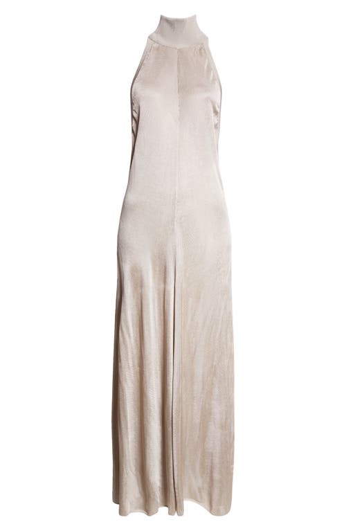Tom Ford Taupe Halterneck Knit Evening Maxi Dress In Ig021 Grey Snow