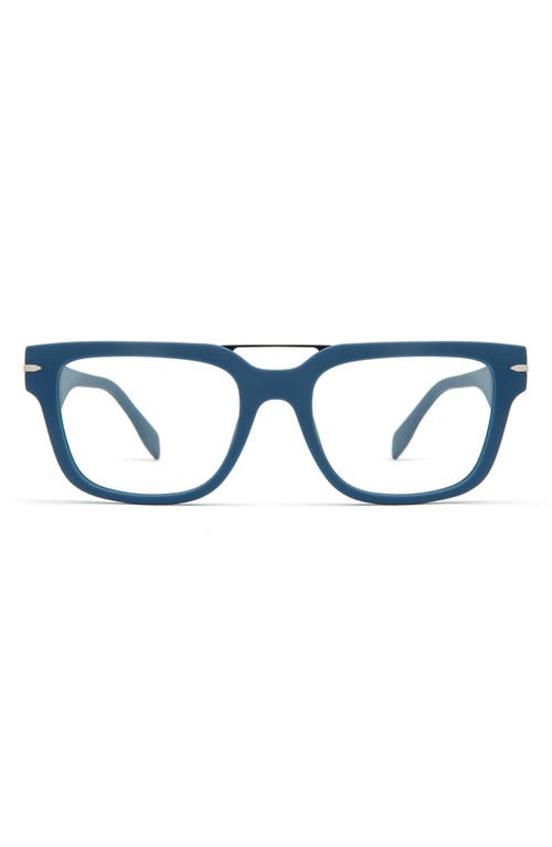 55mm Blue Light Blocking Glasses in Matte Denim Blue/Clear