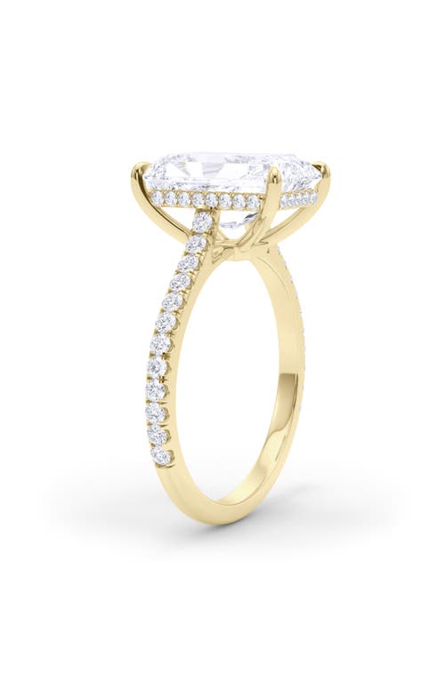 Hautecarat Radiant Cut Pavé Lab Created Diamond Ring In 2.50 Ctw 18k Yellow Gold