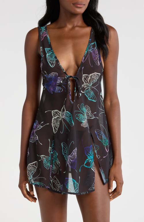 Shop Hauty Mariposa Babydoll Chemise In Black