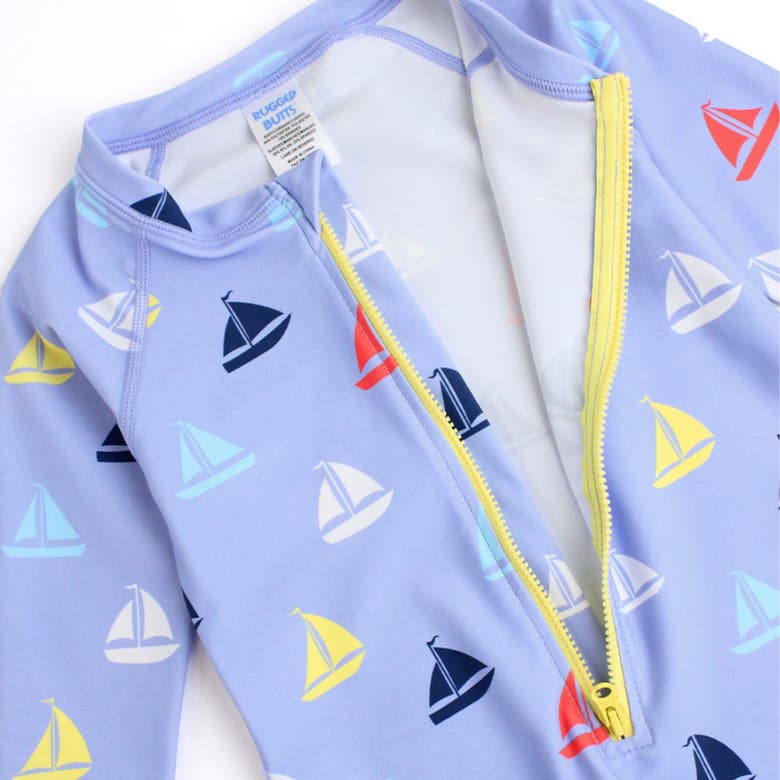 Ruggedbutts Boys Long Sleeve One Piece Rash Guard In Down By The Bay